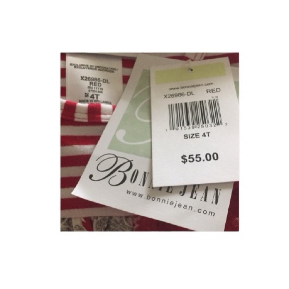 Bonnie Jean Red And White Stripes Christmas Dress - Picture 5 of 12